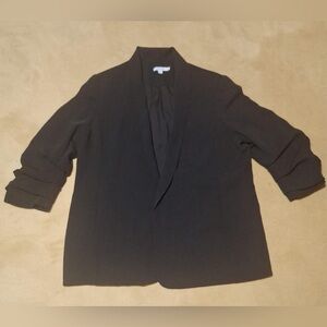Chico's Women's Blazer Jacket Black, Open Front, 3/4 Rolled Sleeves Size 3 US 16